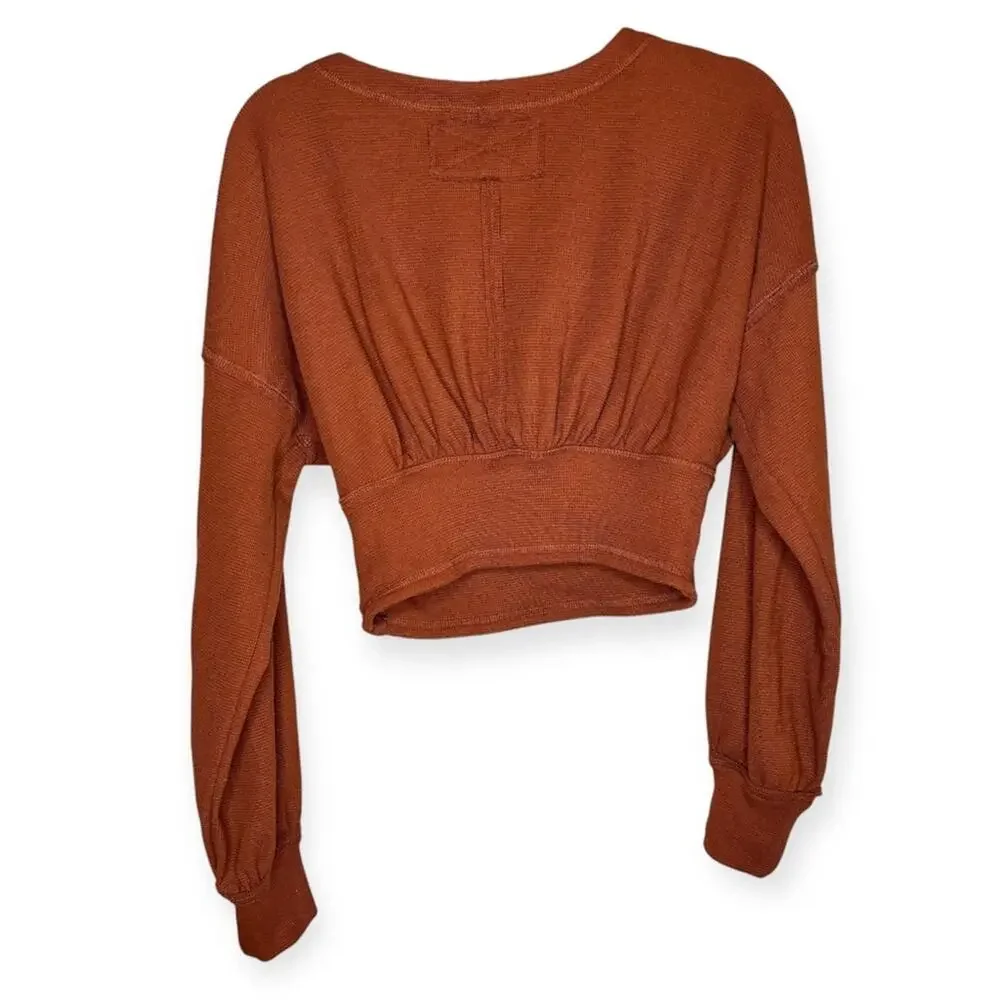 Free People All Nighter Cropped Top in chocolate brown v neckline women’s size S